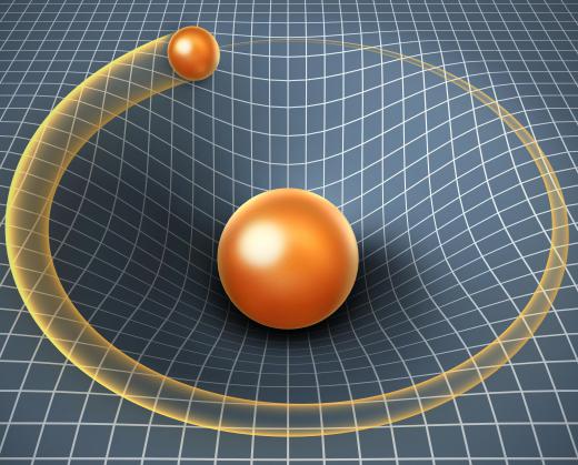 In theory, gravity from a massive object bends space-time around it.