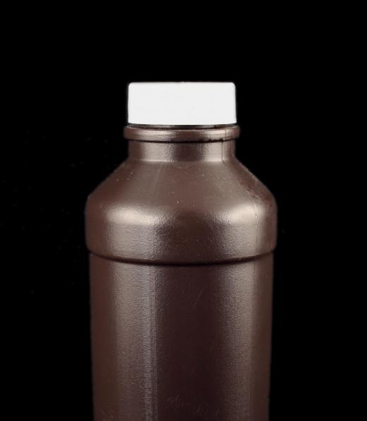 A bottle of hydrogen peroxide.