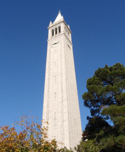 Sather Tower at the University of California, Berkeley. Neptunium was discovered at UC Berkeley.