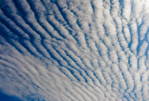 Cirrocumulus clouds can take the form of patches at heights up to 40,000 feet.