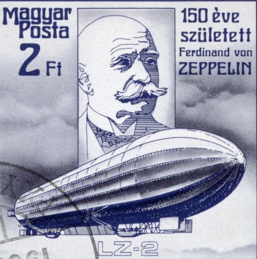 Early rigid dirigibles, including those designed by Count Ferdinand von Zeppelin, were kept aloft by hydrogen, which is lighter than air.