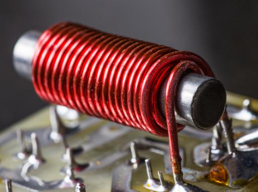 Wire on an electromagnet is wrapped in a helix.