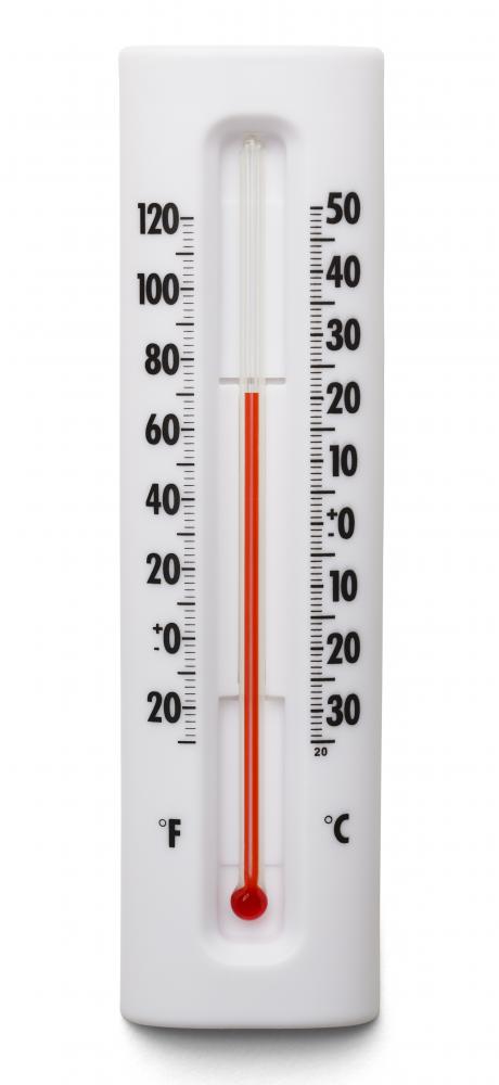 Fahrenheit and Celsius might be displayed on a thermometer.