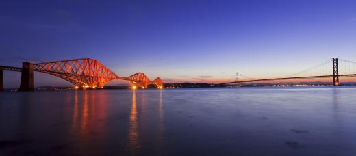 The Forth Bridge in Scotland is a famous cantilever bridge.