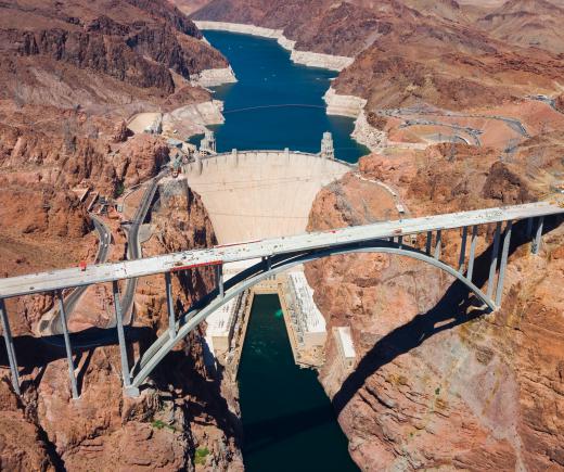 The Hoover Dam is used to generate hydroelectric power and help control flooding on the Colorado River.