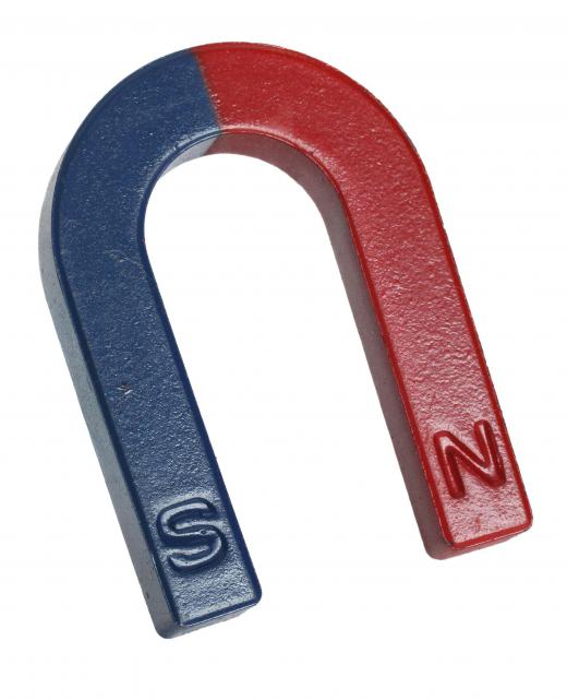 A horseshoe magnet is about twice the strength of a bar magnet, which is much stronger than the Earth's magnetic field.