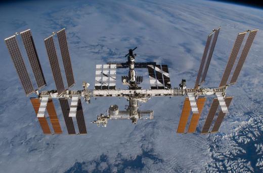 A system of trusses makes up the International Space Station.