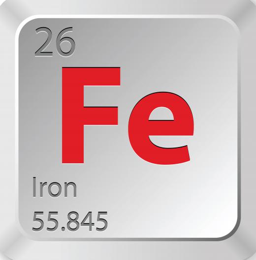 Iron's atomic weight is expressed by the number 55.845.