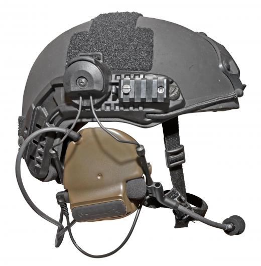 Kevlar® reinforced military helmet.