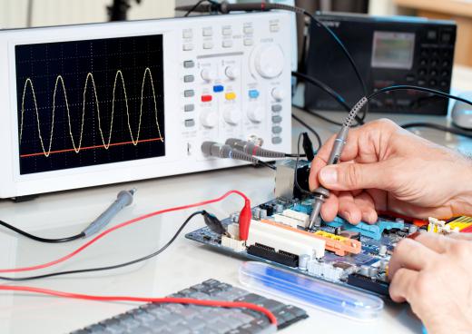 A sound pulse is sent out by a tone generator when audio equipment is being tested, and may be measured using an oscilloscope.
