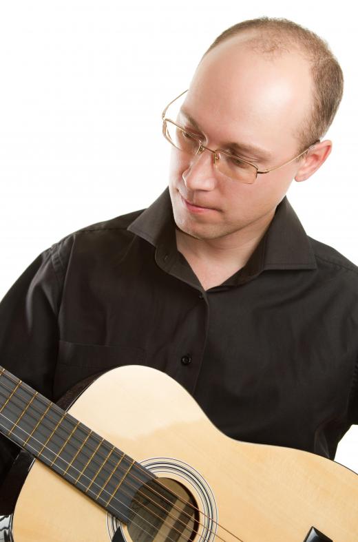 A guitar's strings store elastic potential energy.