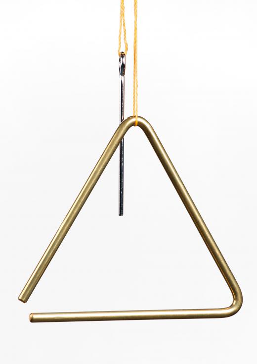 A musical triangle is a metal rod with three sides.