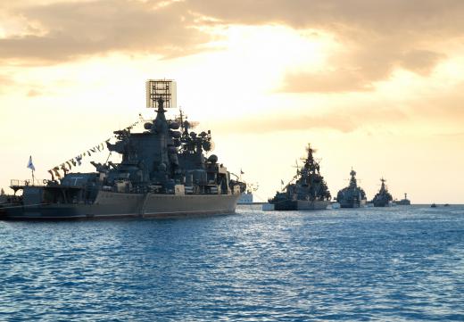A warship's radio and radar systems are usually mounted on its mast.