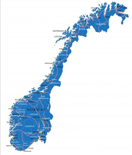 An ice sheet covers parts of Norway.