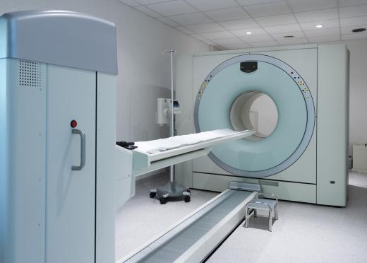 The PET scan uses cameras and computers to construct three-dimensional images of the area of the body being examined.