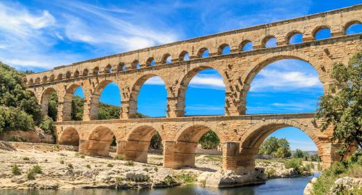 An early example of municipal engineering, Roman aqueducts were used to transport water to major urban centers for use in bath houses, fountains, and private homes.