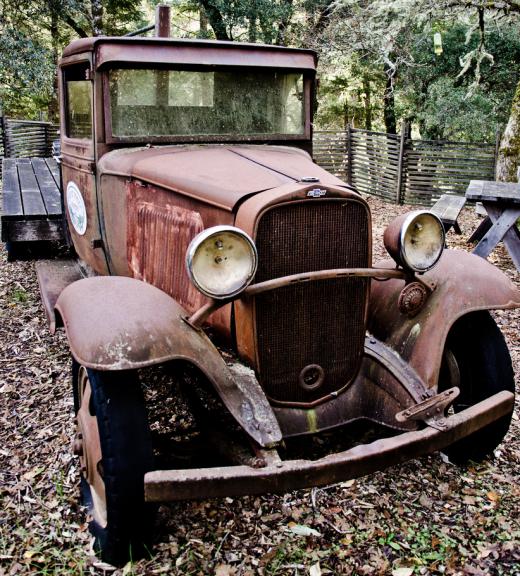 A rusted truck.