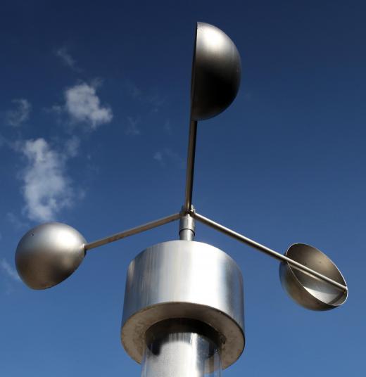 Anemometers are often used along with wind vanes to measure wind speed.