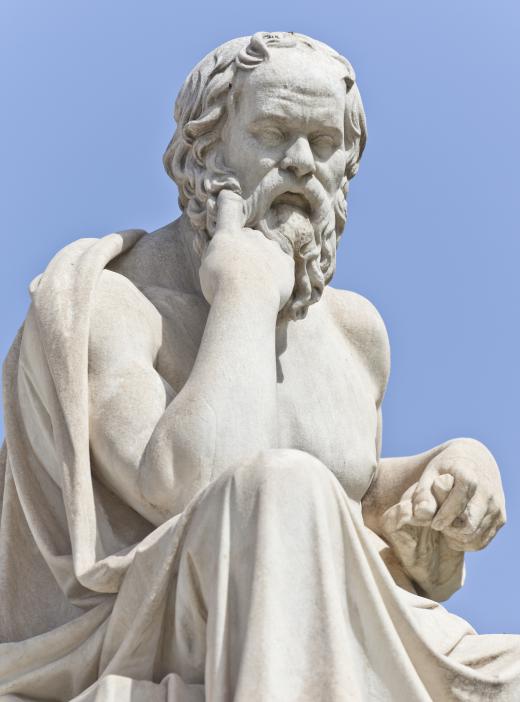 A statue of Socrates, an important Greek philosopher.