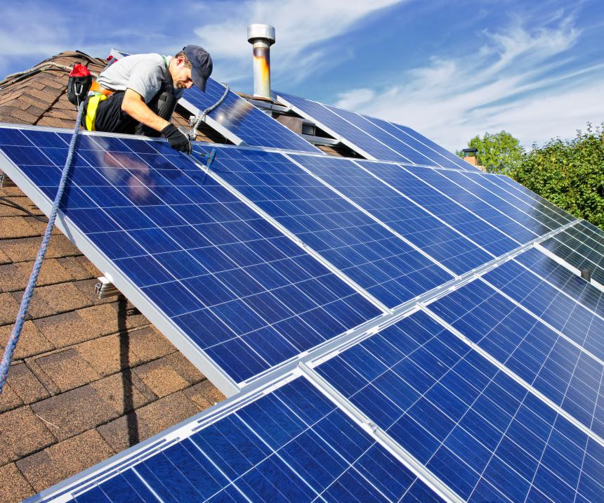 Solar panels can be installed on buildings to capture the sun's rays and convert them into energy.
