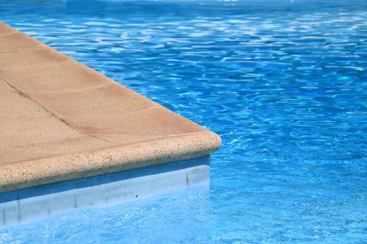 The water in swimming pools are treated with chlorine, which acts as a disinfectant.