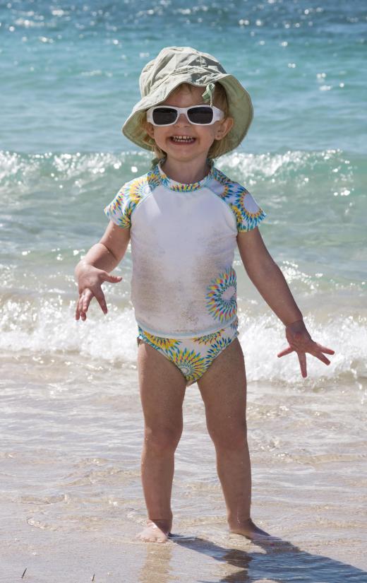 Hats and rashguards help to protect against ultraviolet radiation from the sun.
