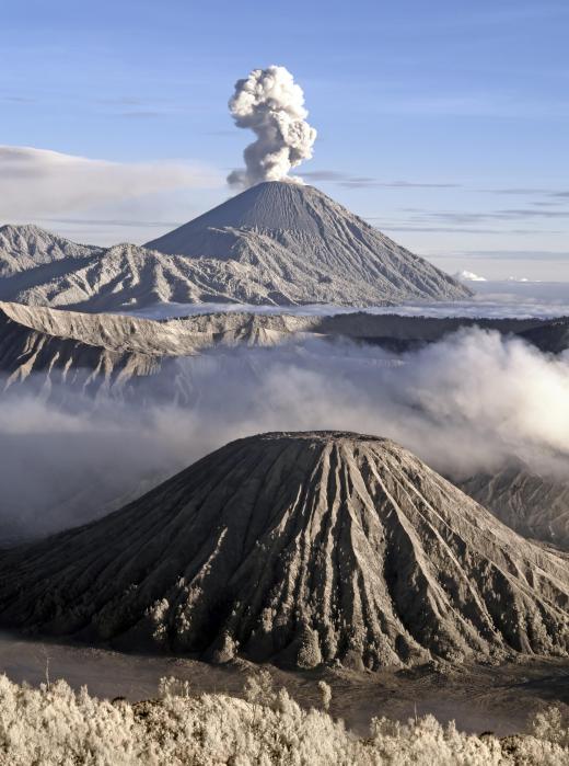Volcanic activity destroys and creates landforms.