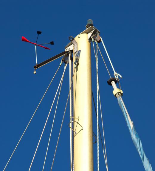 A vane anemometer helps manage sailboat navigation.
