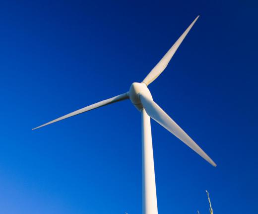 Wind turbines convert wind to electricity. The can be less efficient when the wind is calm.