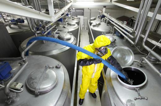Organic chemicals may be processed at manufacturing plants.